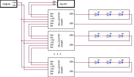 Схема подключения DALI LED Strip Dimmer